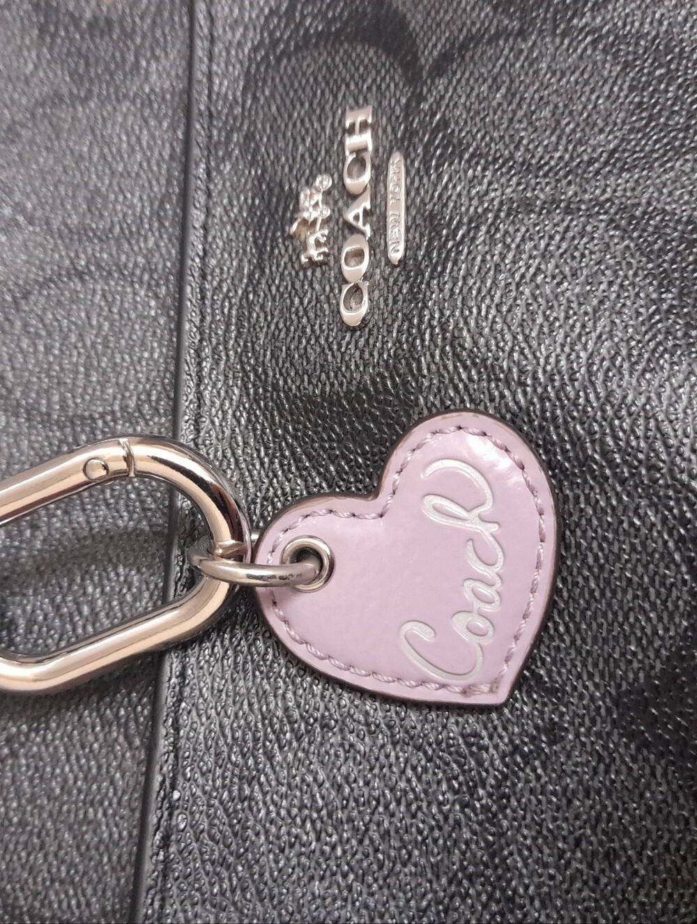 Coach Leather Heart Bag Charm Keychain